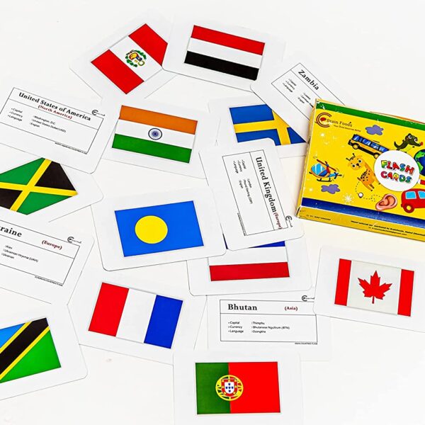 World Flags 100 flash cards premium, 4*6 inches