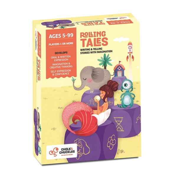 Chalk and Chuckles Rolling Tales, Story Telling Wooden Dice Cubes Age 5-99